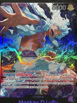 CARD ONE PIECE TCG - Monkey D Luffy Leader Gear 5 Alt Art Op09 NEAR MINT English - Image 3