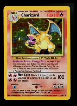 PARTIAL HOLOBLEED Charizard 4/102 Base Set 1999 Holo Rare WOTC Pokemon Card TCG - Image 1