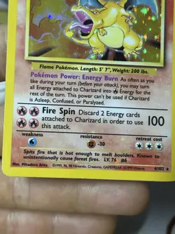 PARTIAL HOLOBLEED Charizard 4/102 Base Set 1999 Holo Rare WOTC Pokemon Card TCG - Image 5