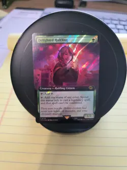 MTG: Delighted Halfling (Extended Art) (Surge Foil) Universes Beyond: LOTR NM/M - Image 1