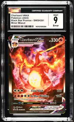 2022 Pokemon Black Star Promos #SWSH261 Charizard VMAX CGC 9 Error Minor Miscut - Image 1