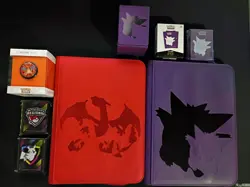 Ultra PRO Pokemon TCG Bundle Charizard & Gengar Faux Leather Binder Red Purple - Image 1