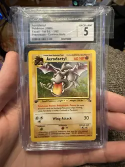 1st Edition Aerodactyl 1/62 Prerelease Fossil Holo Pokemon [CGC 5] Cosmos Holo - Image 1