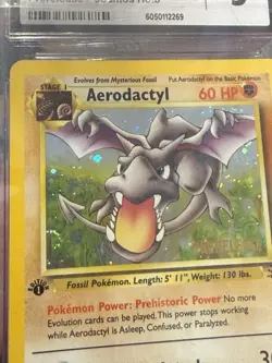 1st Edition Aerodactyl 1/62 Prerelease Fossil Holo Pokemon [CGC 5] Cosmos Holo - Image 2