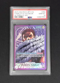 2025 One Piece CHARLOTTE KATAKURI #062 OP11-062 ENGLISH Alt Art PSA 10 - Image 1