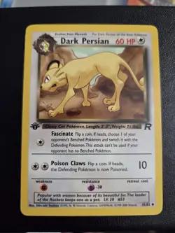 Dark Persian 42/82 Uncommon Team Rocket 1st Edition Non Holo Pokemon Card LP - Image 2