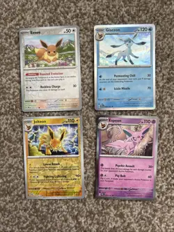 Eeveelution Bundle Eevee Glaceon Jolteon Espeon Holo Pokemon Cards - Image 1