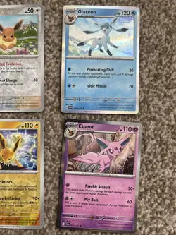 Eeveelution Bundle Eevee Glaceon Jolteon Espeon Holo Pokemon Cards - Image 3