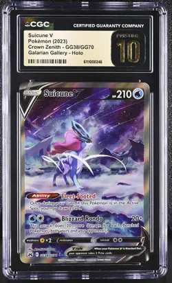 SUICUNE V Crown Zenith Holo Trainer Gallery #GG38 CGC Pristine 10 Pokemon - Image 1