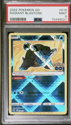 PSA 9 Radiant Blastoise 018/078 Pokemon GO Holo - Image 1