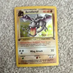 Pokemon Aerodactyl Fossil Prerelease Promo Holo 1/62 60 HP 30 Attack Stage 1 TCG - Image 1