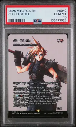 PSA 10 CLOUD STRIFE MYTHIC #0042 2025 MTG FCA EN FINAL FANTASY THROUGH THE AGES - Image 1