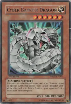 Yugioh Cyber Barrier Dragon DP04-EN002 Rare 1st Edition MP - Image 1