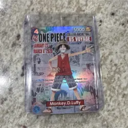 One Piece Bandai Namco Monkey.D.Luffy US Voyage Promo Full Art Holo Card P-055 - Image 1