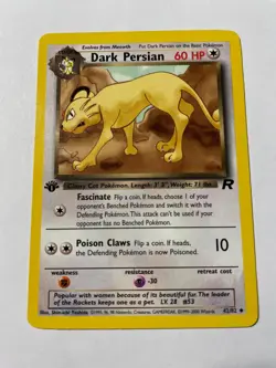 Dark Persian 42/82 1st Edition Team Rocket Non Holo Pokemon Card - Image 1