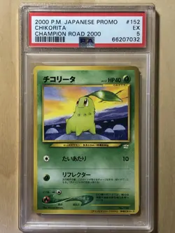 Chikorita Pokemon 2000 Neo Champion Road Promo Japanese 152 PSA 5 - Image 1