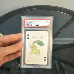 2000 Pokemon Gold Version Playing Cards #152 CHIKORITA Ace Of Clubs PSA 10 - Image 1