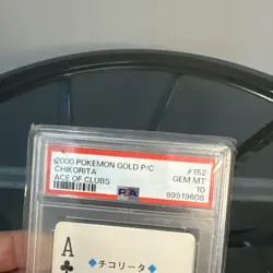 2000 Pokemon Gold Version Playing Cards #152 CHIKORITA Ace Of Clubs PSA 10 - Image 2