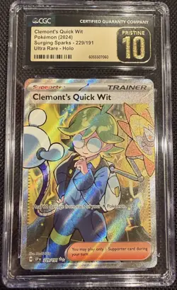 2024 POKEMON SSP EN-SURGING SPARKS #229 CLEMONT'S QUICK WIT CGC 10 PRISTINE - Image 1
