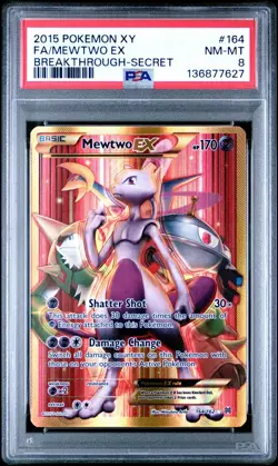 Pokemon TCG Mewtwo ex 164/162 XY BREAKthrough Secret Rare PSA 8 - Image 1