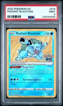 Pokemon Go - Radiant Blastoise #018/087 - PSA MINT 9 - Image 1