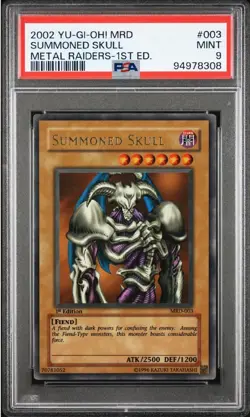 PSA 9 Summoned Skull MRD-003 1st Edition Ultra Rare 2002 Yugioh Metal Raiders - Image 1