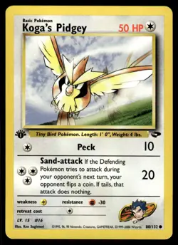 Pokemon TCG Gym Challenge 1st Edition #080/132 Koga's Pidgey (80) LP+ - Image 1