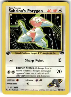 Pokemon TCG Gym Challenge (1st Edition) #098/132 Sabrina's Porygon LP+ - Image 1