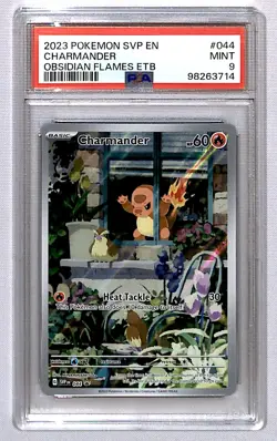 Charmander 2023 Obsidian Flames ETB Promo #44 PSA 9 - Image 1