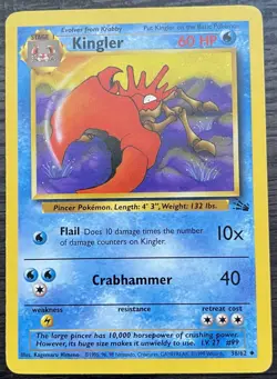 Kingler 38/62 Pokemon TCG WOTC Base Set Fossil Uncommon Lightly Played LP - Image 1