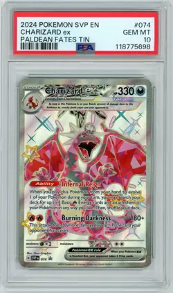 PSA 10 GEM MINT Charizard ex Paldean Fates Tin Promo 2024 Pokemon SVP 074 - Image 1