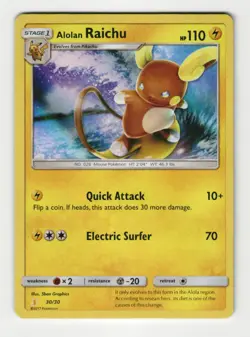 Alolan Raichu 30/30 Sun & Moon Theme Deck Exclusive Holo Pokemon LP - Image 1