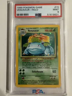 1999 POKEMON BASE SET UNLIMITED #15 VENUSAUR-HOLO PSA 9 - Image 1