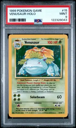 1999 POKEMON BASE SET UNLIMITED #15 VENUSAUR-HOLO PSA 9 - Image 1