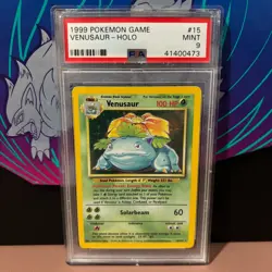 PSA 9 Venusaur Base Set Holo Rare #15 Pokemon 1999 Unlimited - Image 1
