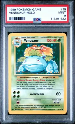 1999 POKEMON BASE SET UNLIMITED #15 VENUSAUR-HOLO PSA 9 - Image 1