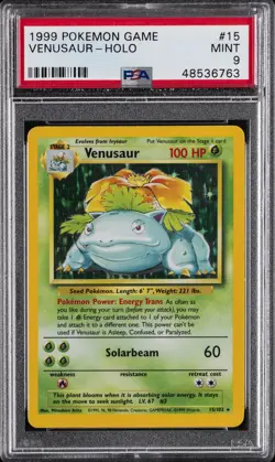 1999 POKEMON BASE SET UNLIMITED #15 VENUSAUR-HOLO PSA 9 - Image 1