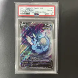 VAPOREON V SWSH181 PSA 8 PREMIUM COLLECTION BLACK STAR PROMO SIR HOLO ENGLISH - Image 1