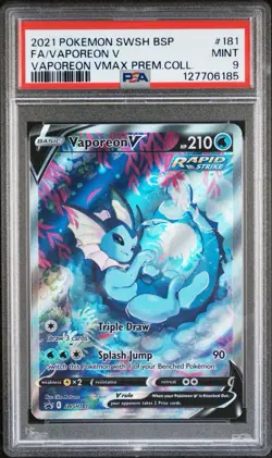 PSA 9 Min Vaporeon V Full Art Promo SWSH181 Vaporeon Vmax Premium Collection - Image 1