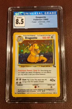 Graded Dragonite Fossil Holo Rare Pokemon 4/62 CGC 8.5 NM/Mint+ PSA BGS - Image 1