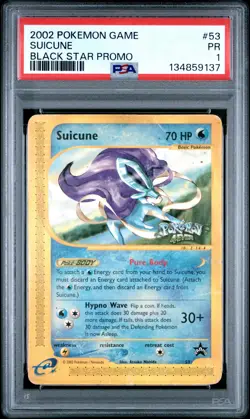 2002 POKEMON GAME PROMO BLACK STAR #53 SUICUNE PSA 1 - Image 1