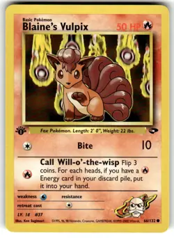 Pokemon TCG Gym Challenge (1st Edition) #066/132 Blaine's Vulpix LP+ - Image 1
