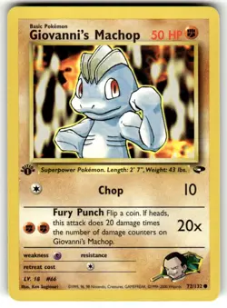 Pokemon TCG Gym Challenge (1st Edition) #072/132 Giovanni's Machop LP+ - Image 1