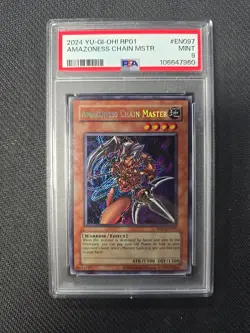 Yugioh PSA 9 Amazoness Chain Master RP01-EN097 Secret Rare 2024 - Image 1