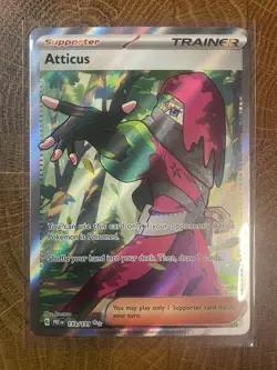 Pokemon TCG Atticus Trainer Prismatic Evolutions Ultra Rare Card 133/131 - Image 1