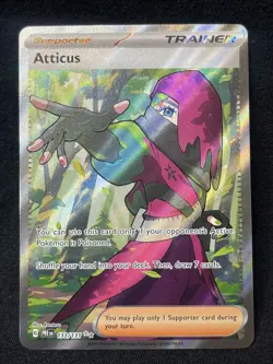 Pokemon TCG Atticus 133/131 Prismatic Evolutions Ultra Rare Trainer Card - Image 1