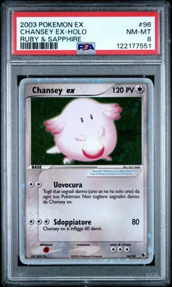 2003 POKEMON EX RUBY & SAPPHIRE #96 CHANSEY EX-HOLO PSA 8 - Image 1