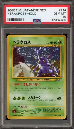 Pokemon Heracross Neo Japanese Holo Rare #214 PSA 10 Gem Mint - Image 1