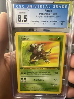 Pokemon TCG Pinsir Card 25/64 Rare 1st Edition Jungle CGC 8.5 NM - Image 1