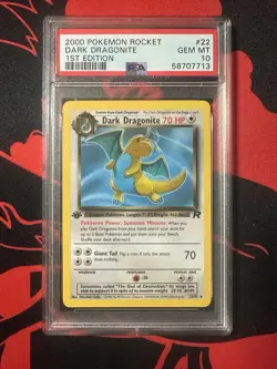 2000 Pokemon Rocket Dark Dragonite 1st Edition # 22 PSA 10 - Image 1